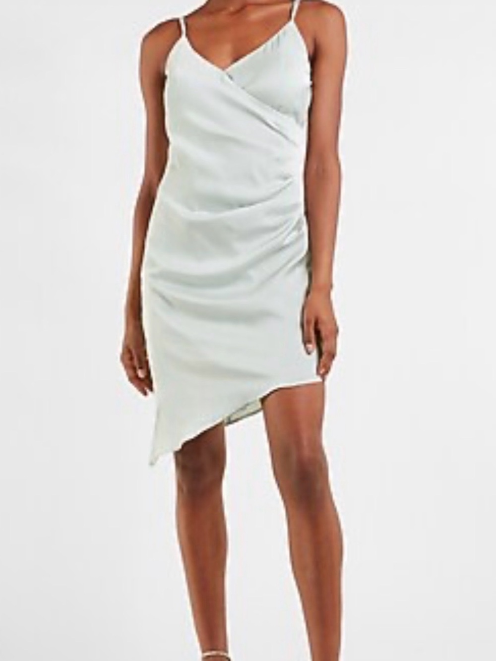 Express Ruched Side Wrap Dress Light Sage - XSP